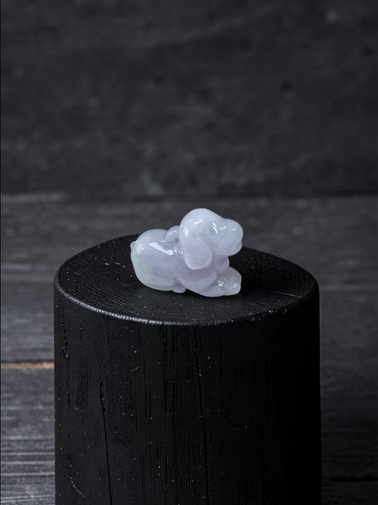 Loyal Sitting Dog White-Lavender Purple Burmese A-Jadeite Charm Pendant
