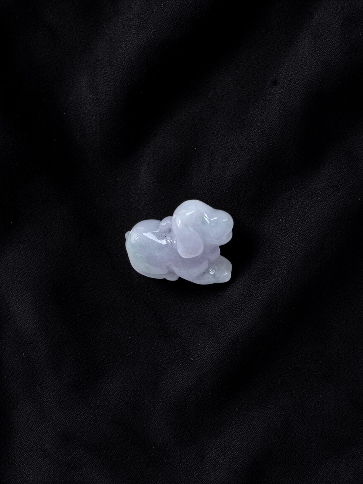 Loyal Sitting Dog White-Lavender Purple Burmese A-Jadeite Charm Pendant