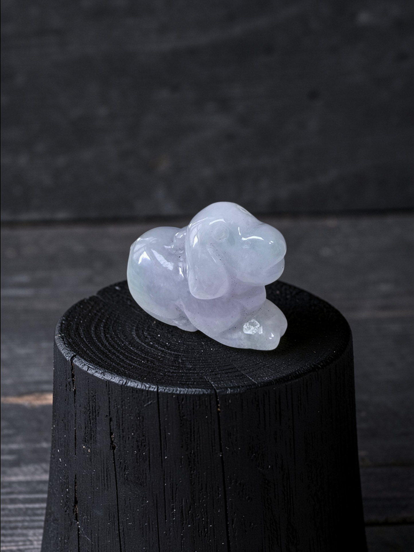 Loyal Sitting Dog White-Lavender Purple Burmese A-Jadeite Charm Pendant