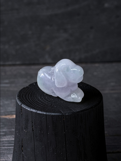 Loyal Sitting Dog White-Lavender Purple Burmese A-Jadeite Charm Pendant