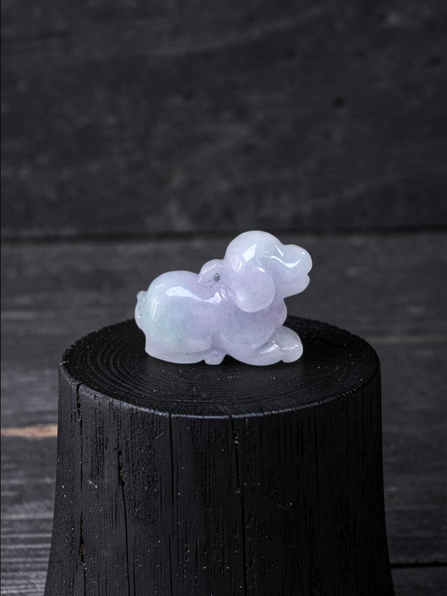 Loyal Sitting Dog White-Lavender Purple Burmese A-Jadeite Charm Pendant