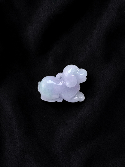 Loyal Sitting Dog White-Lavender Purple Burmese A-Jadeite Charm Pendant