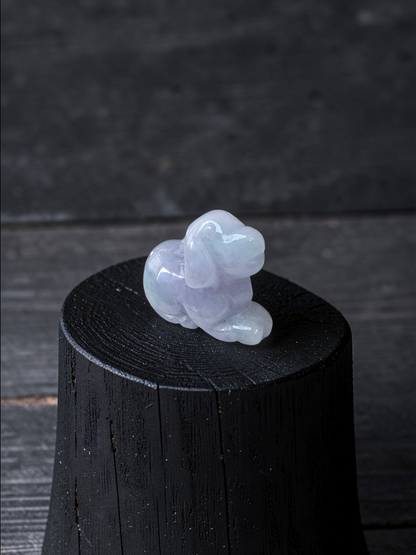 Loyal Sitting Dog White-Lavender Purple Burmese A-Jadeite Charm Pendant