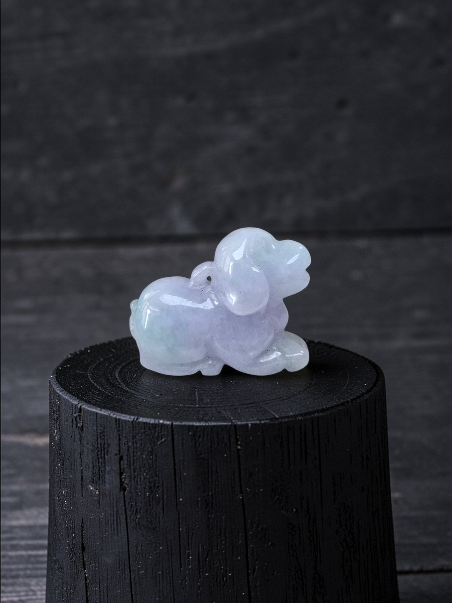 Loyal Sitting Dog White-Lavender Purple Burmese A-Jadeite Charm Pendant