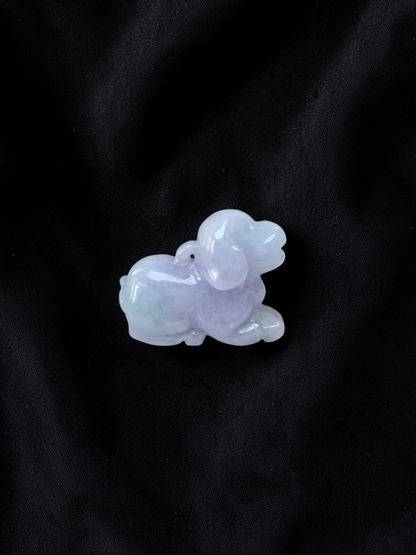 Loyal Sitting Dog White-Lavender Purple Burmese A-Jadeite Charm Pendant