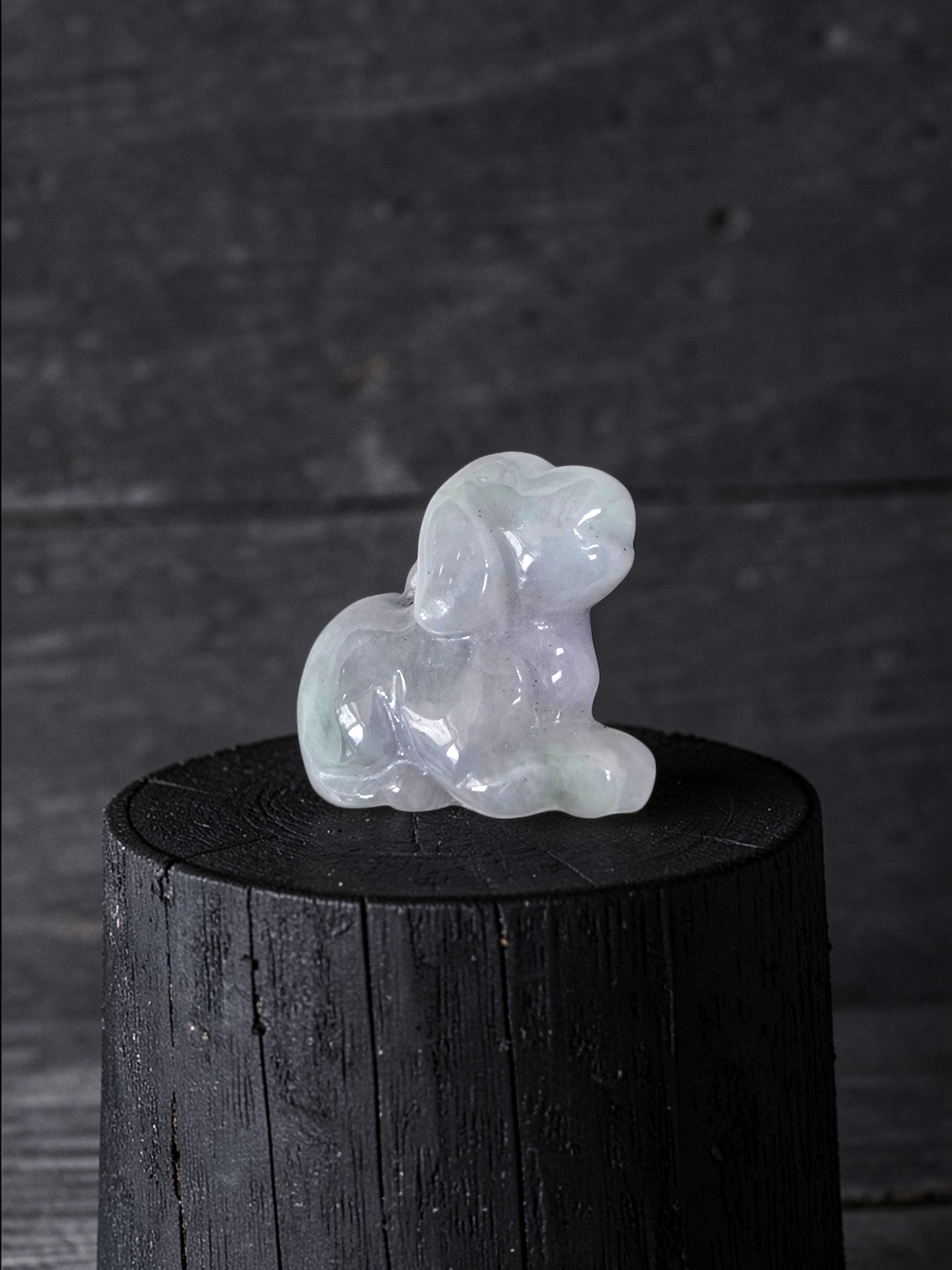 Loyal Sitting Dog White-Lavender Purple Burmese A-Jadeite Charm Pendant