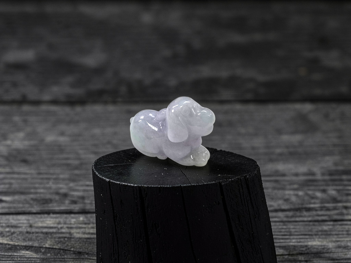 Loyal Sitting Dog White-Lavender Purple Burmese A-Jadeite Charm Pendant