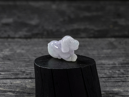 Loyal Sitting Dog White-Lavender Purple Burmese A-Jadeite Charm Pendant