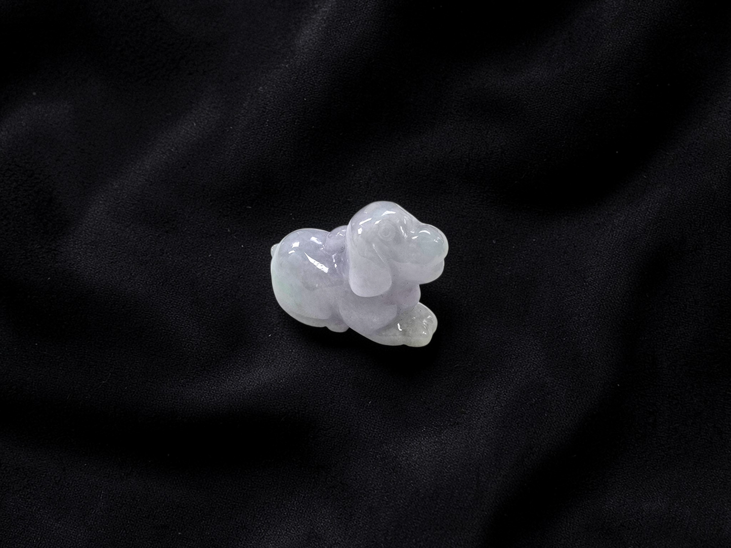 Loyal Sitting Dog White-Lavender Purple Burmese A-Jadeite Charm Pendant