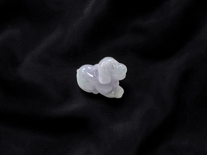 Loyal Sitting Dog White-Lavender Purple Burmese A-Jadeite Charm Pendant