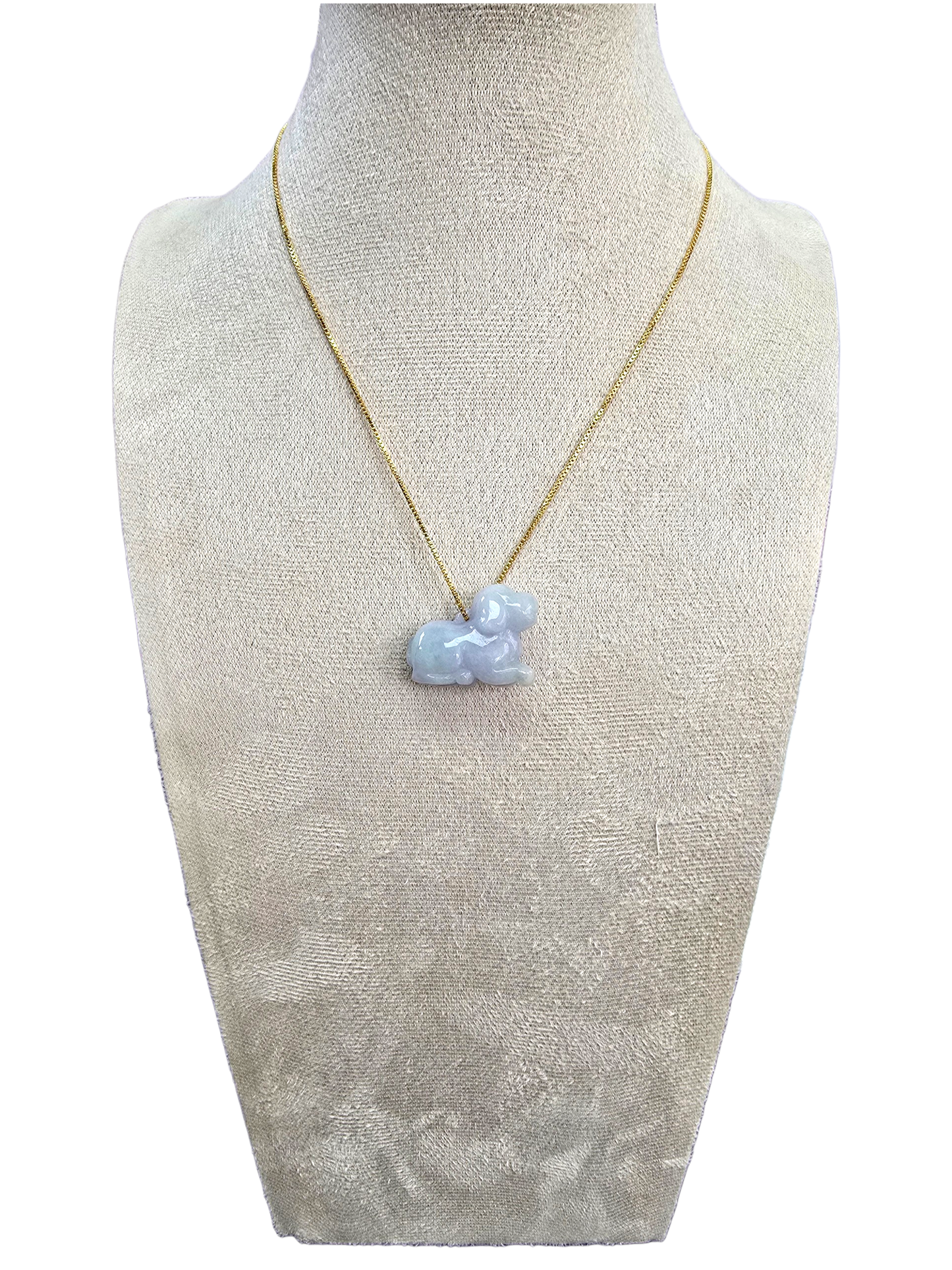 Loyal Sitting Dog White-Lavender Purple Burmese A-Jadeite Charm Pendant
