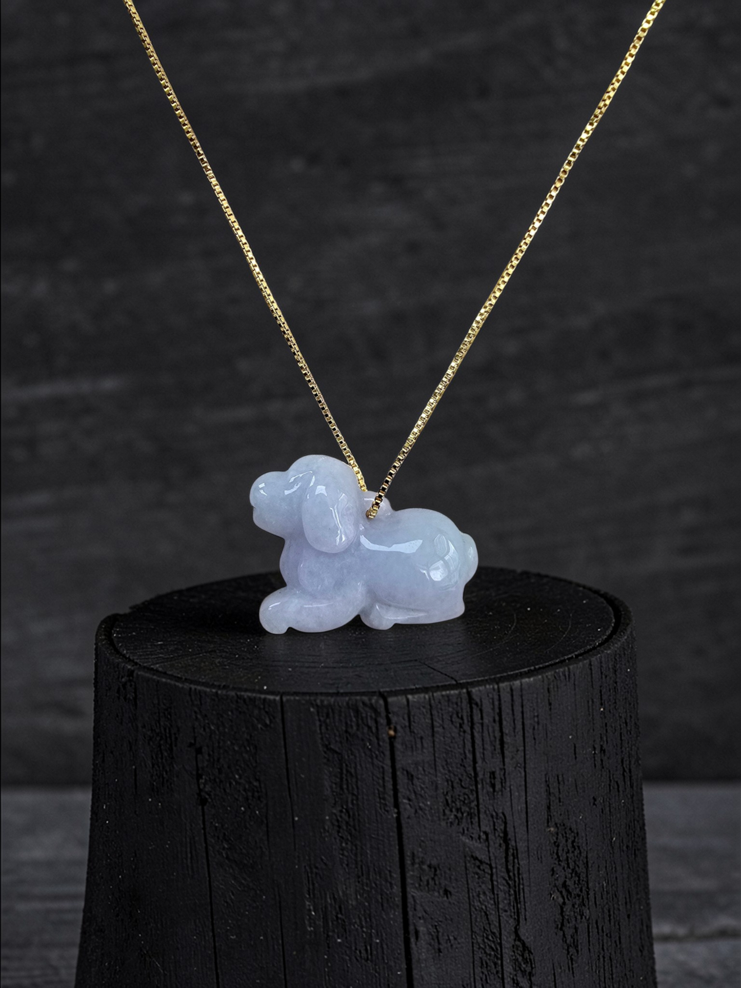 Loyal Sitting Dog White-Lavender Purple Burmese A-Jadeite Charm Pendant