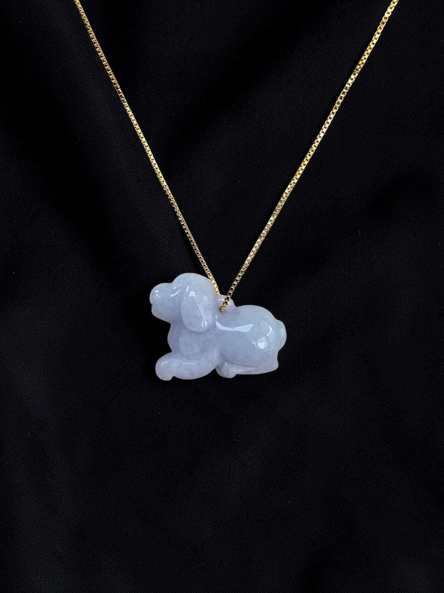 Loyal Sitting Dog White-Lavender Purple Burmese A-Jadeite Charm Pendant