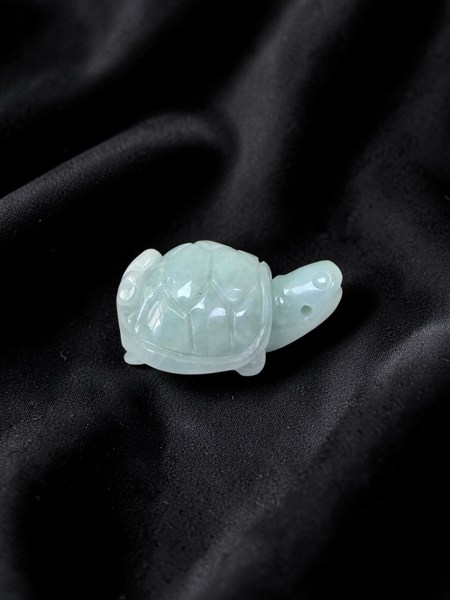Energetic Turtle White-Green Burmese A-Jadeite Charm Pendant