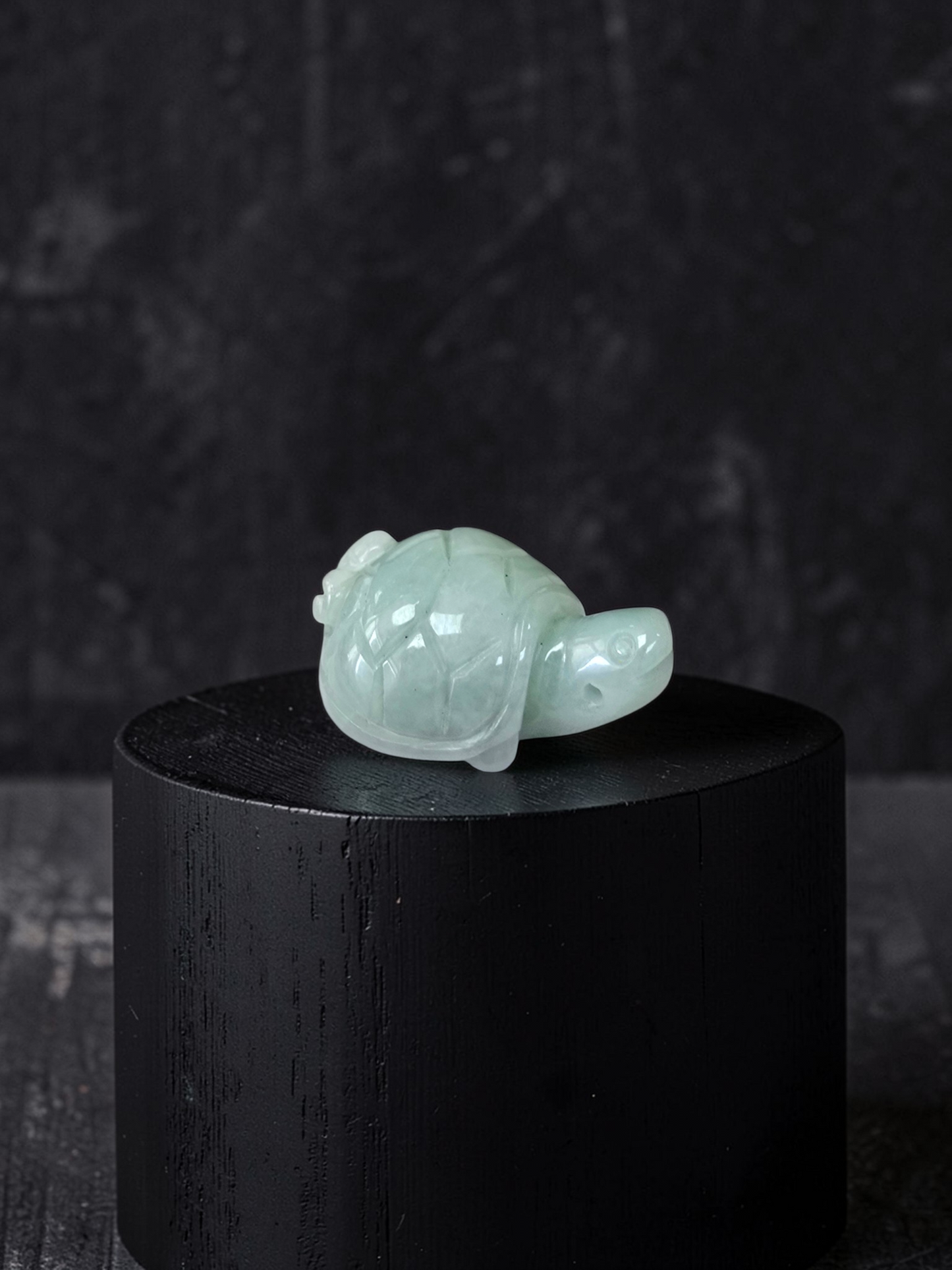 Energetic Turtle White-Green Burmese A-Jadeite Charm Pendant