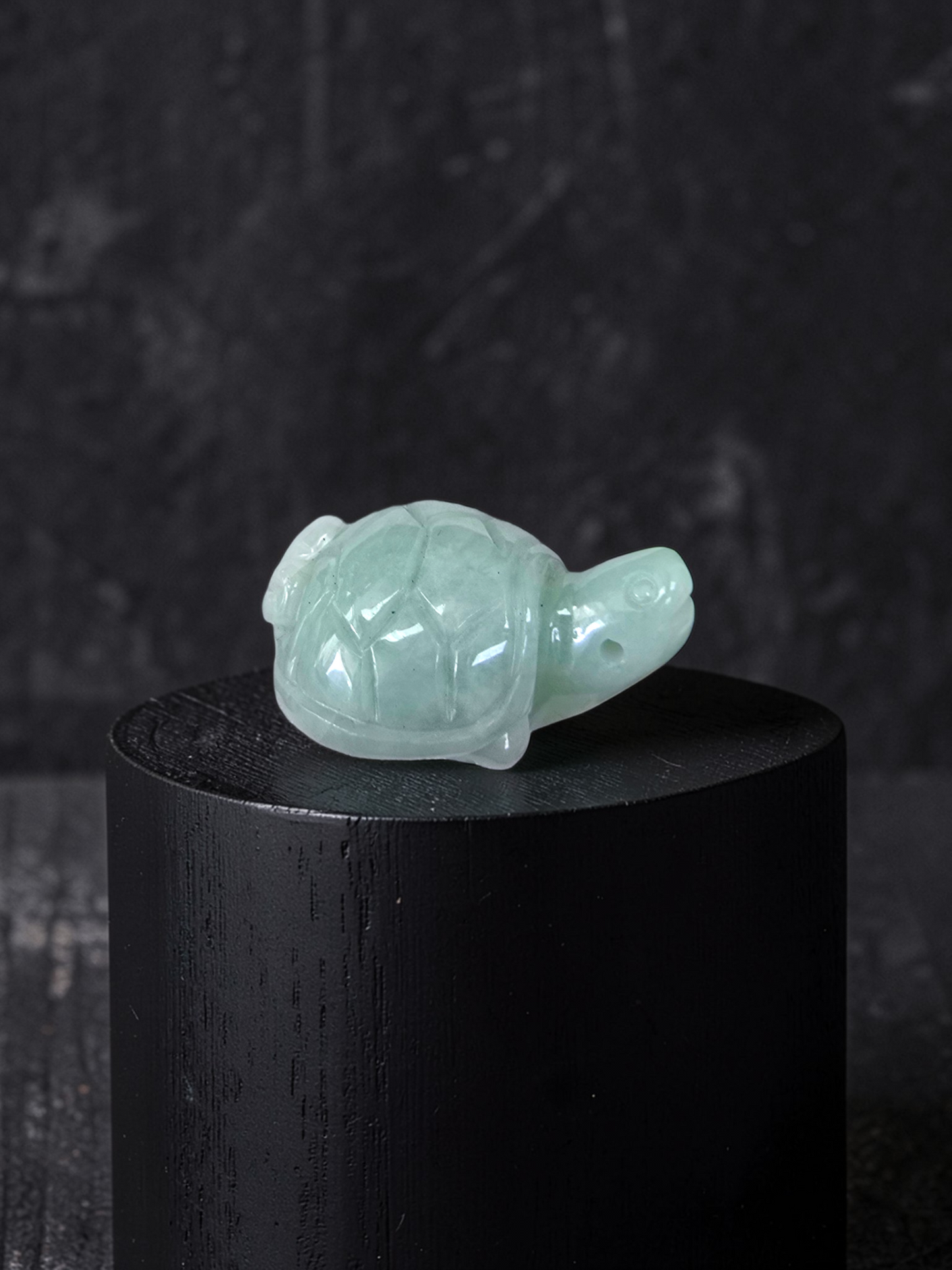 Energetic Turtle White-Green Burmese A-Jadeite Charm Pendant