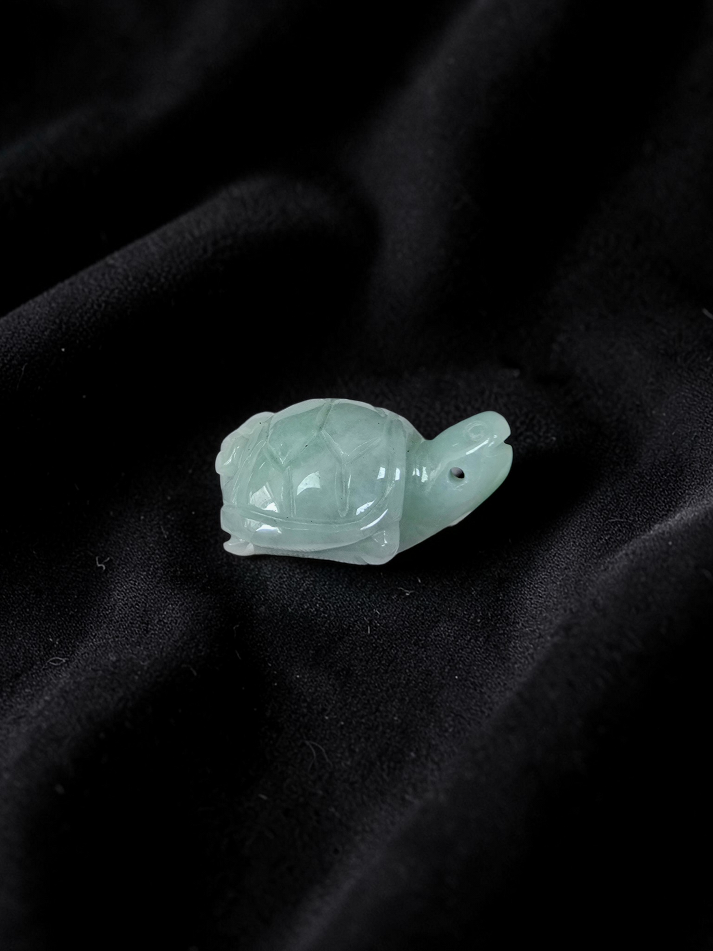 Energetic Turtle White-Green Burmese A-Jadeite Charm Pendant