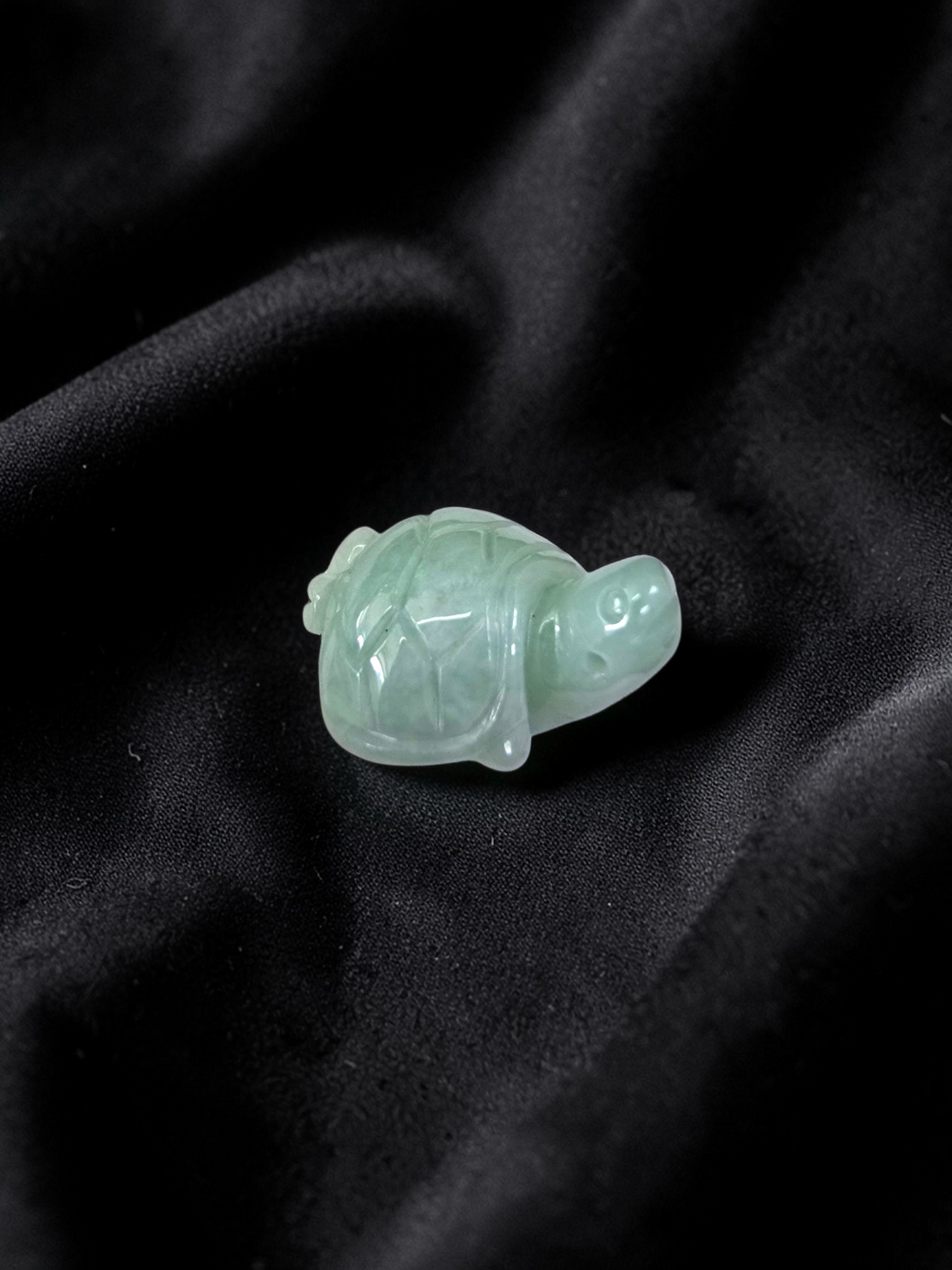 Energetic Turtle White-Green Burmese A-Jadeite Charm Pendant