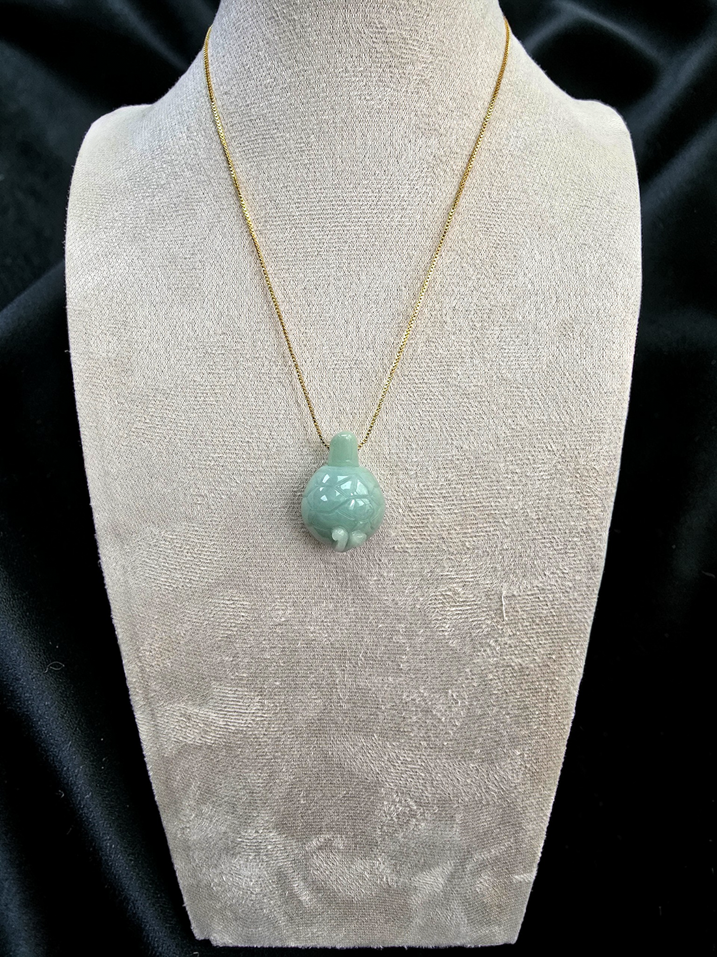 Energetic Turtle White-Green Burmese A-Jadeite Charm Pendant