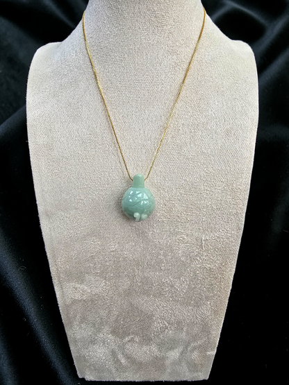 Energetic Turtle White-Green Burmese A-Jadeite Charm Pendant