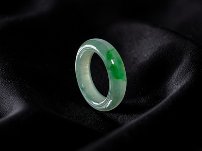 Master's Burmese Icy Green A-Jadeite Infinity Band Ring Size US 4 - 09024 - Certified