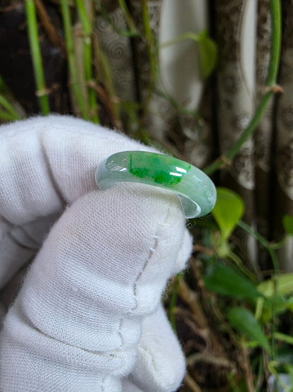 Master's Burmese Icy Green A-Jadeite Infinity Band Ring Size US 4 - 09024 - Certified