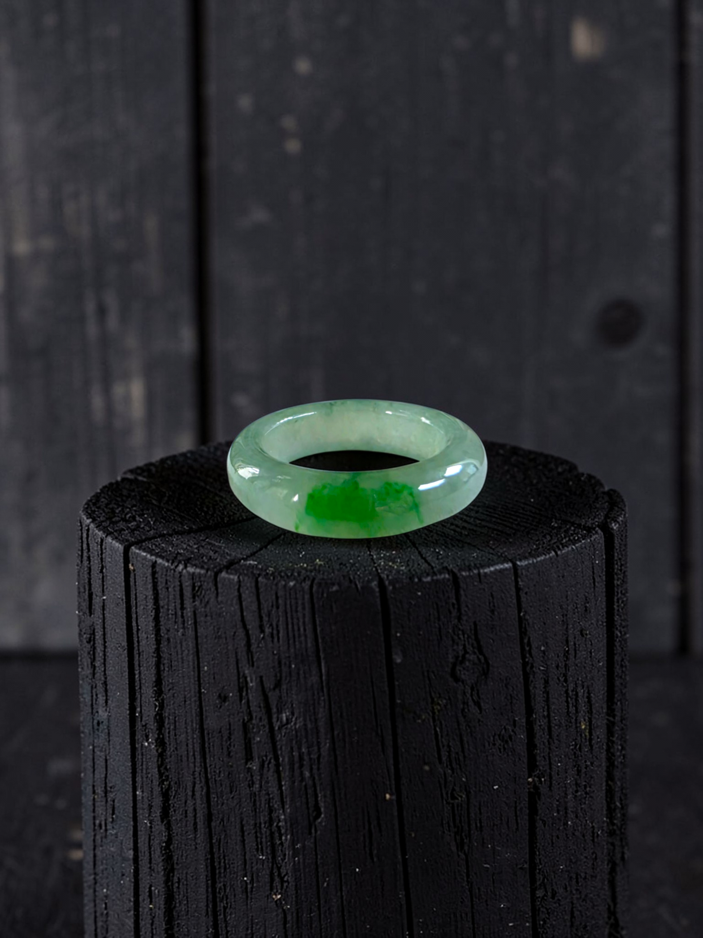 Master's Burmese Icy Green A-Jadeite Infinity Band Ring Size US 4 - 09024 - Certified