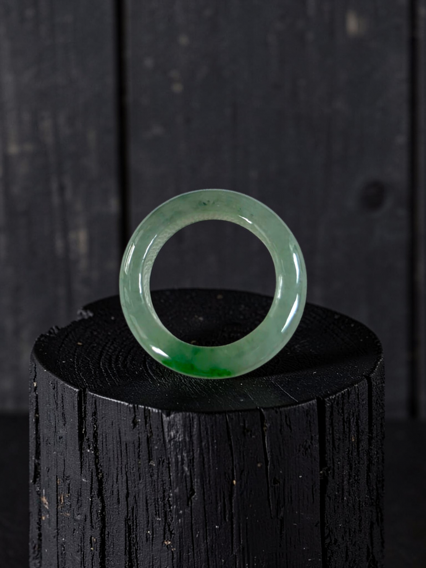 Master's Burmese Icy Green A-Jadeite Infinity Band Ring Size US 4 - 09024 - Certified