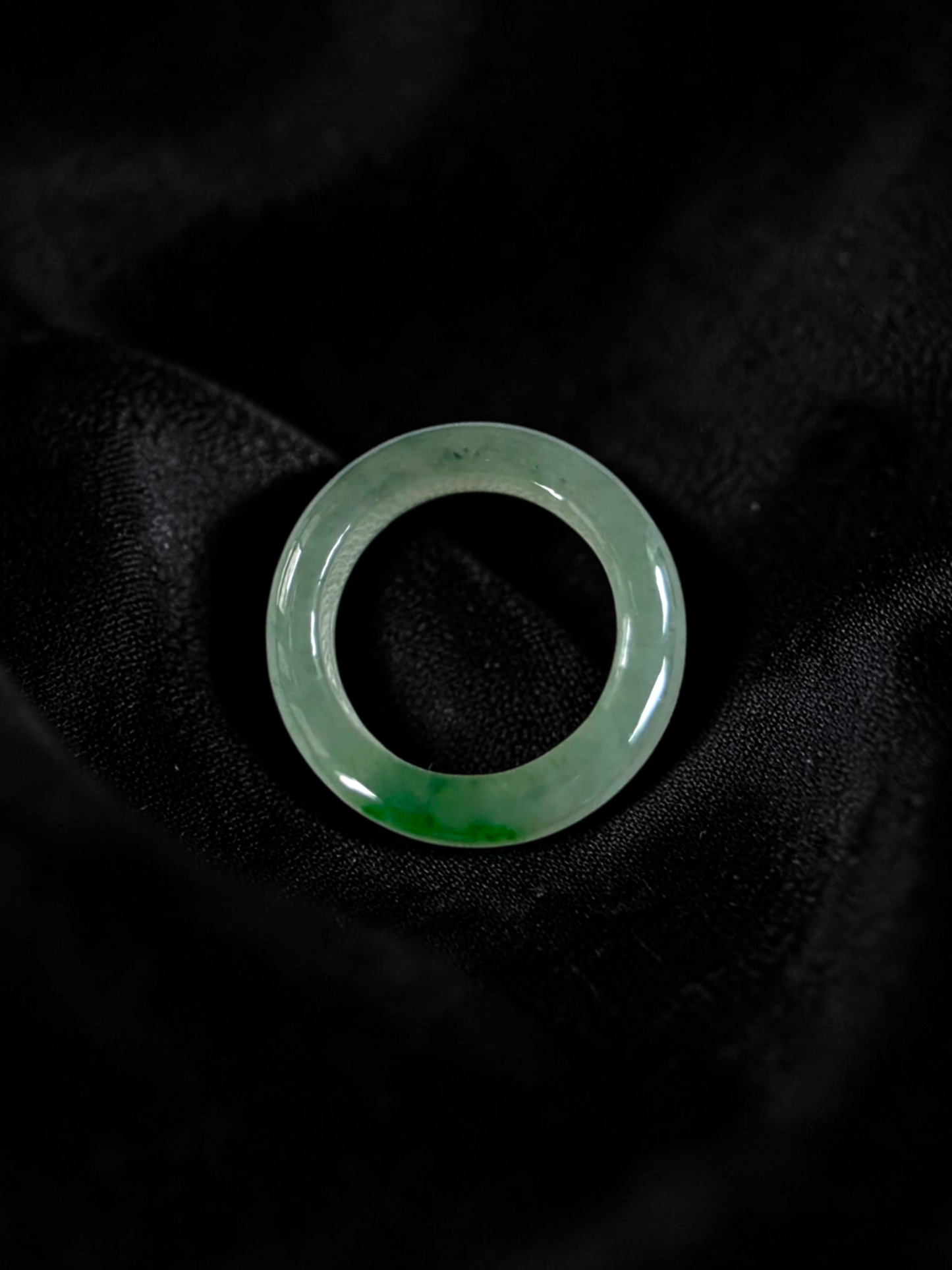 Master's Burmese Icy Green A-Jadeite Infinity Band Ring Size US 4 - 09024 - Certified