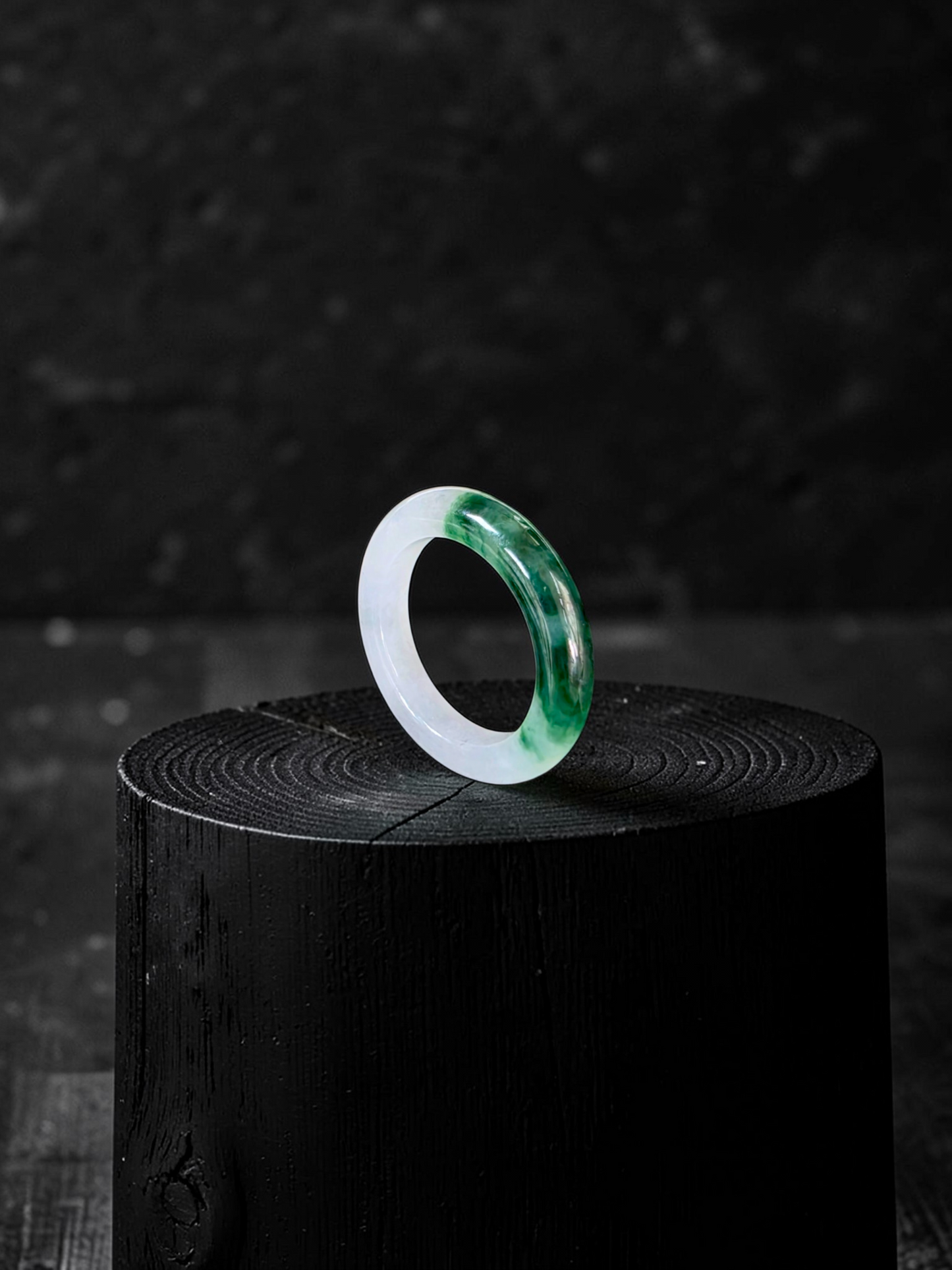Master's Burmese Icy White and Green A-Jadeite Infinity Band Ring Size US 4.5 - 09025 - Certified