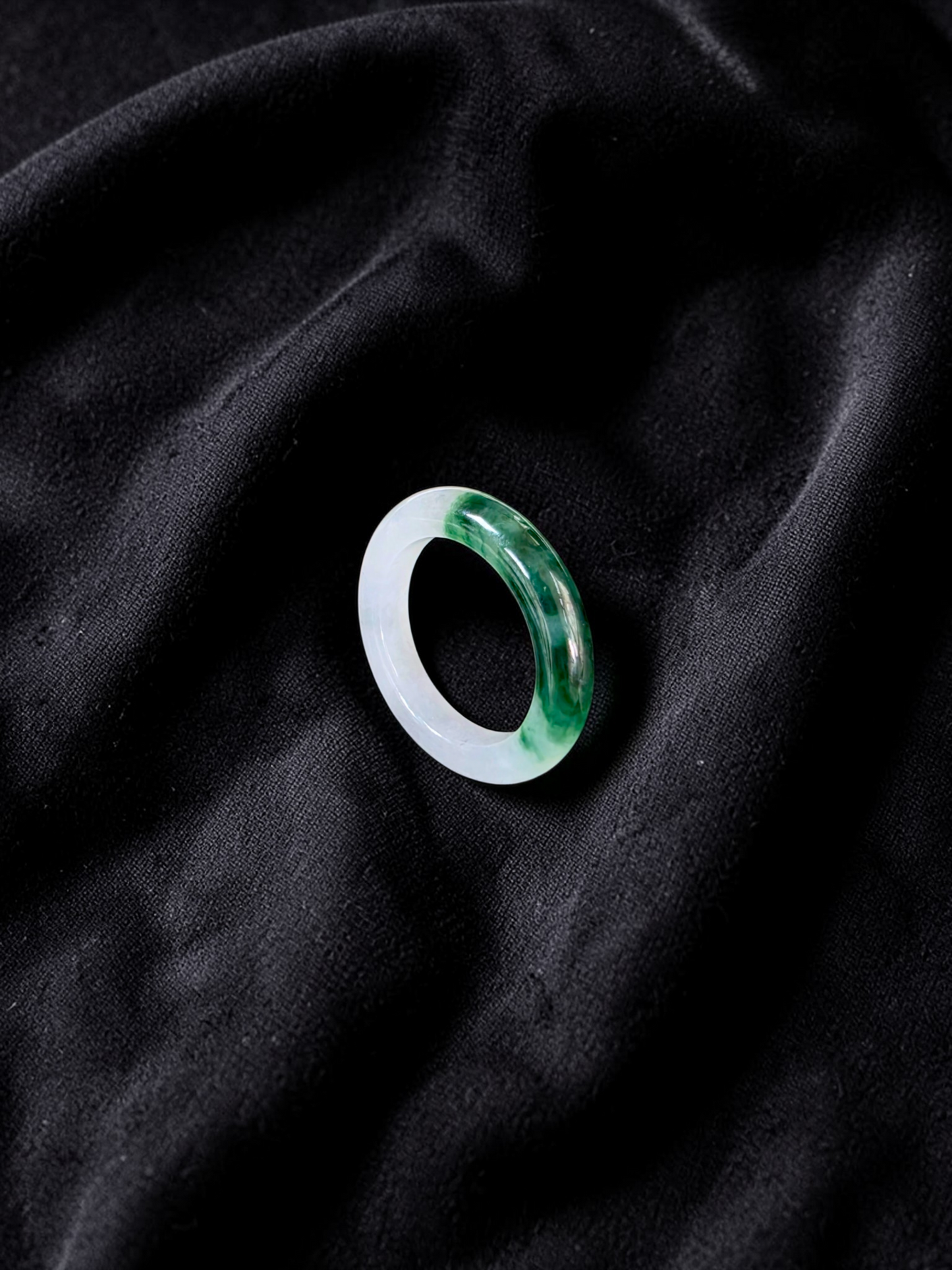 Master's Burmese Icy White and Green A-Jadeite Infinity Band Ring Size US 4.5 - 09025 - Certified