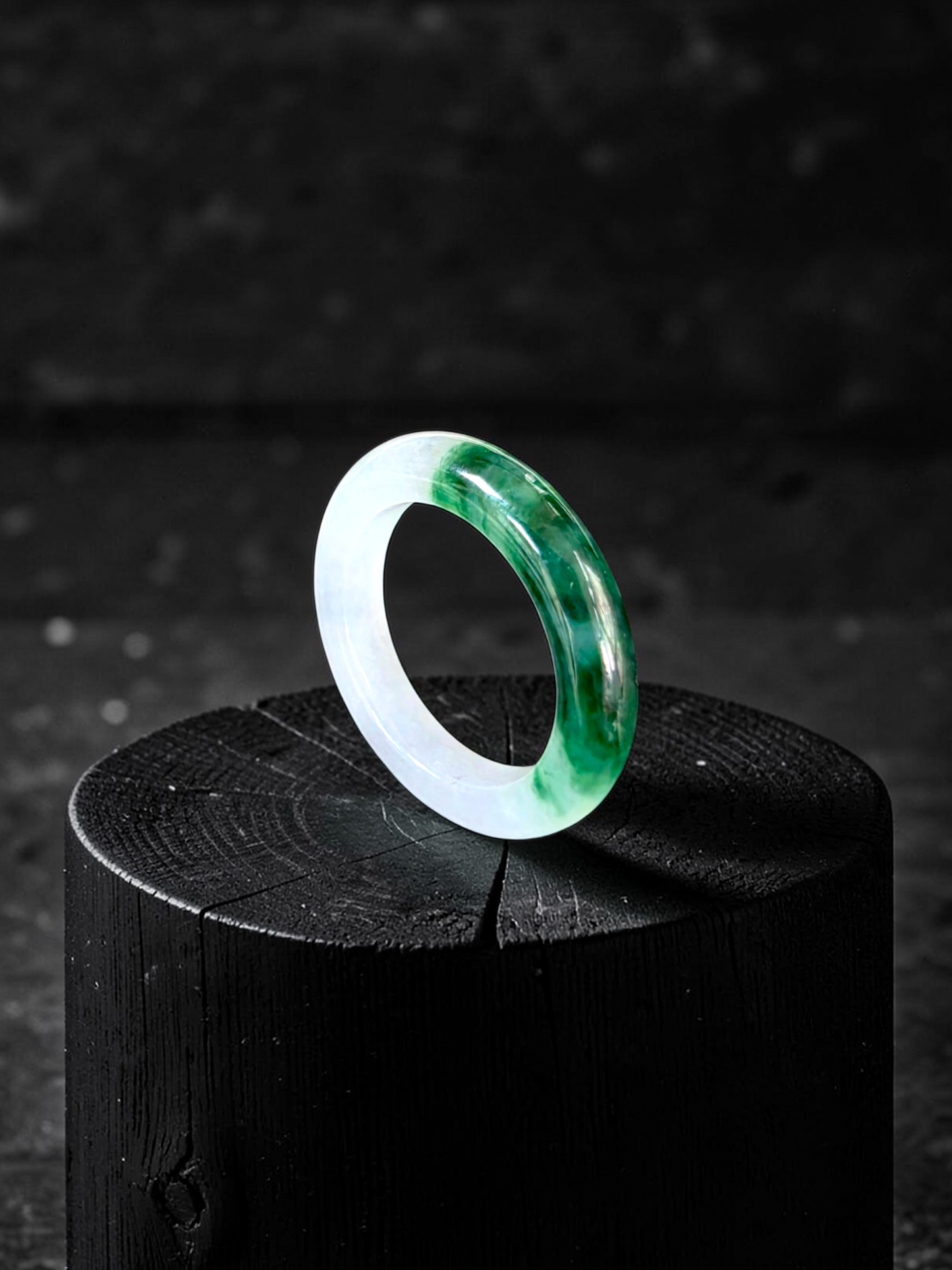Master's Burmese Icy White and Green A-Jadeite Infinity Band Ring Size US 4.5 - 09025 - Certified