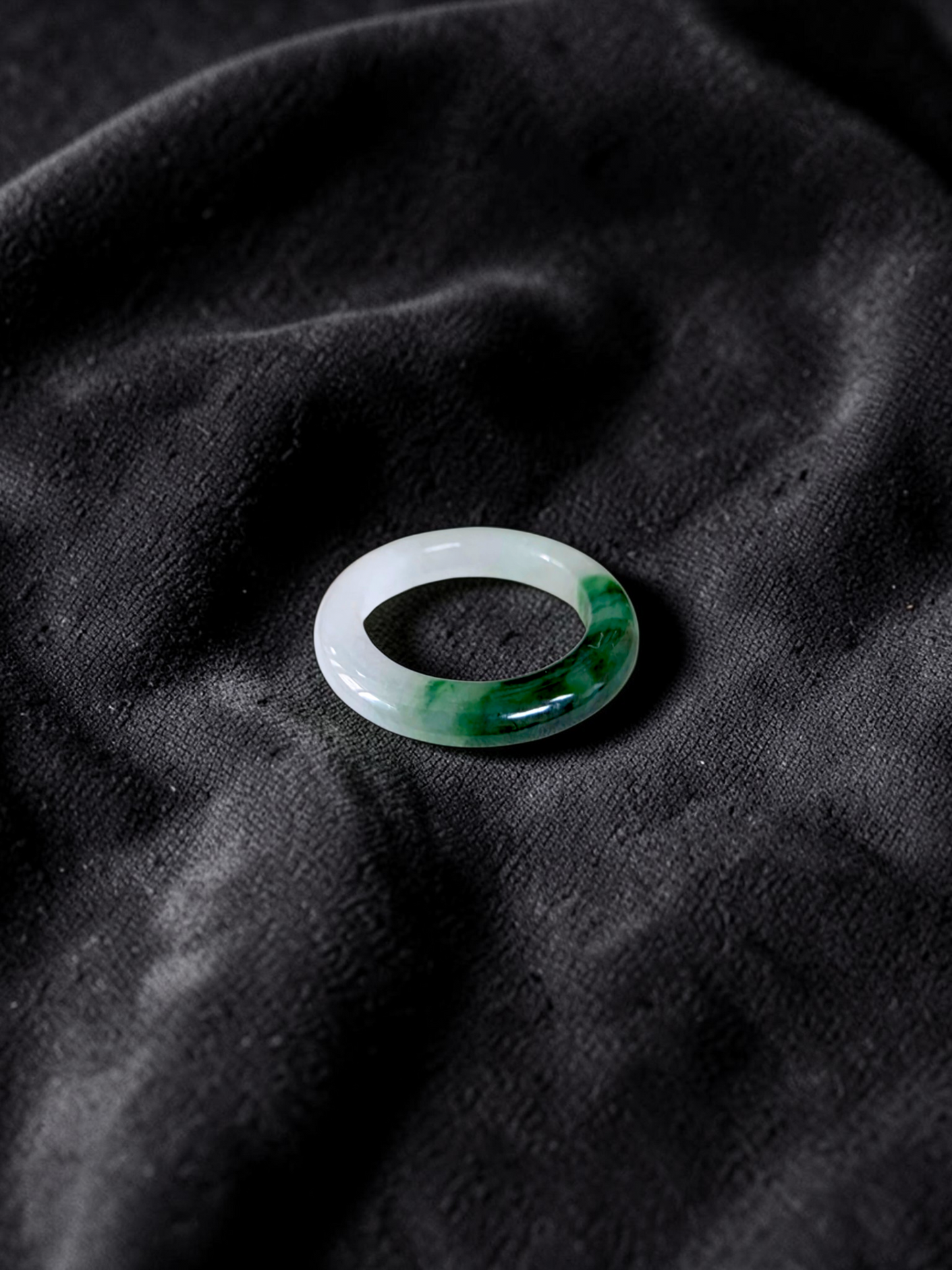 Master's Burmese Icy White and Green A-Jadeite Infinity Band Ring Size US 4.5 - 09025 - Certified