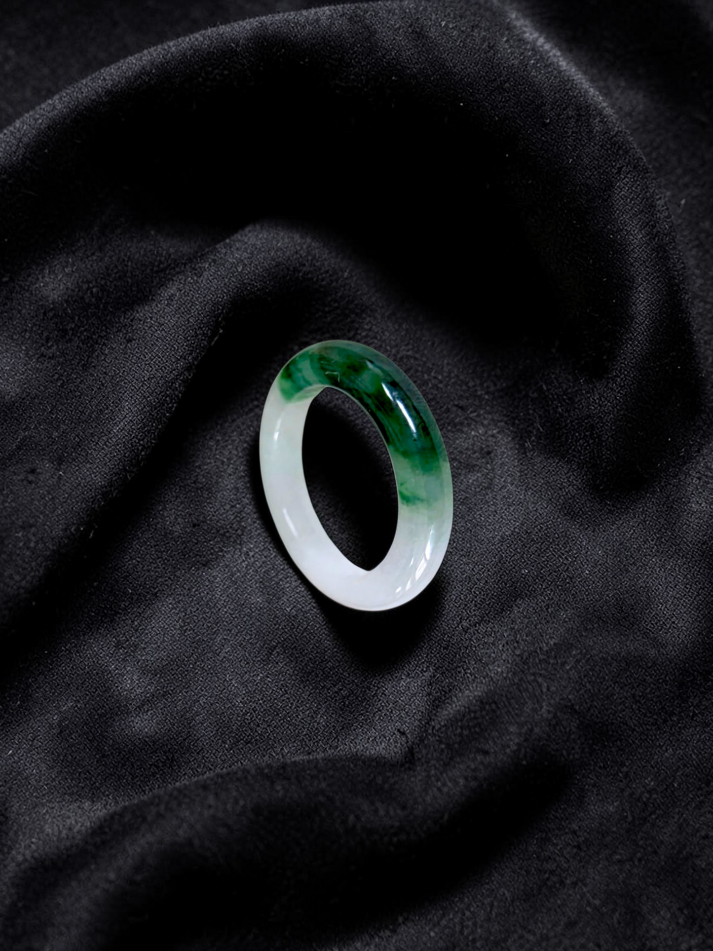 Master's Burmese Icy White and Green A-Jadeite Infinity Band Ring Size US 4.5 - 09025 - Certified