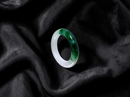 Master's Burmese Icy White and Green A-Jadeite Infinity Band Ring Size US 4.5 - 09025 - Certified