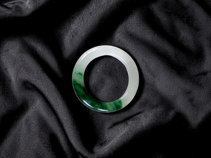 Master's Burmese Icy White and Green A-Jadeite Infinity Band Ring Size US 4.5 - 09025 - Certified