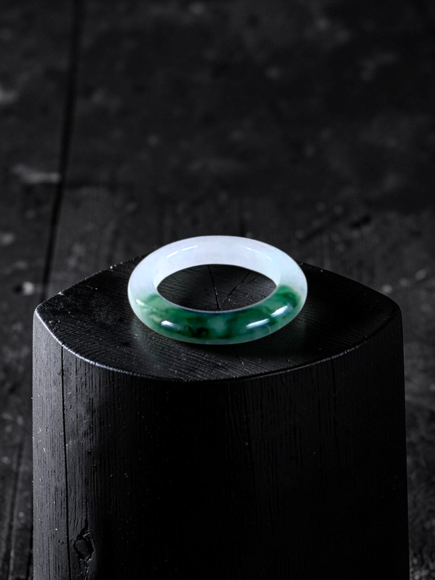 Master's Burmese Icy White and Green A-Jadeite Infinity Band Ring Size US 4.5 - 09025 - Certified