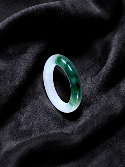 Master's Burmese Icy White and Green A-Jadeite Infinity Band Ring Size US 4.5 - 09025 - Certified