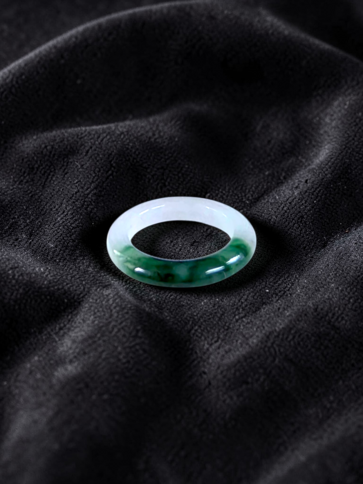 Master's Burmese Icy White and Green A-Jadeite Infinity Band Ring Size US 4.5 - 09025 - Certified