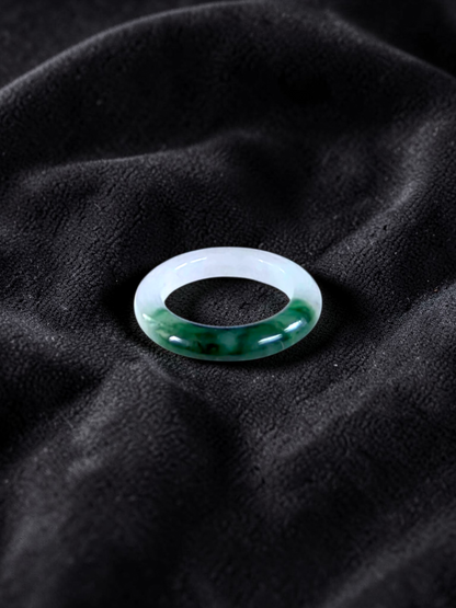 Master's Burmese Icy White and Green A-Jadeite Infinity Band Ring Size US 4.5 - 09025 - Certified
