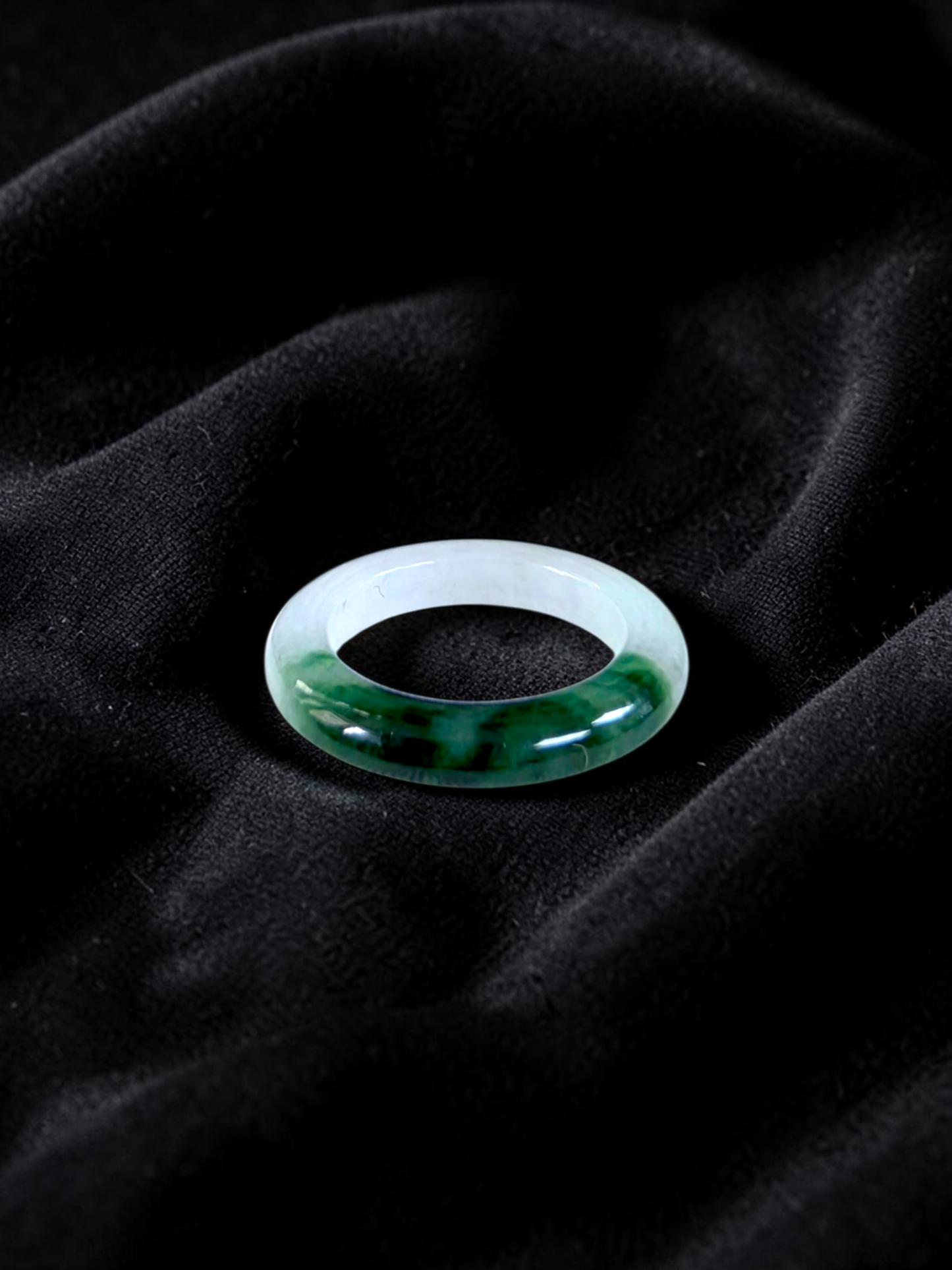 Master's Burmese Icy White and Green A-Jadeite Infinity Band Ring Size US 4.5 - 09025 - Certified