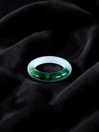 Master's Burmese Icy White and Green A-Jadeite Infinity Band Ring Size US 4.5 - 09025 - Certified