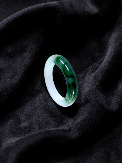 Master's Burmese Icy White and Green A-Jadeite Infinity Band Ring Size US 4.5 - 09025 - Certified