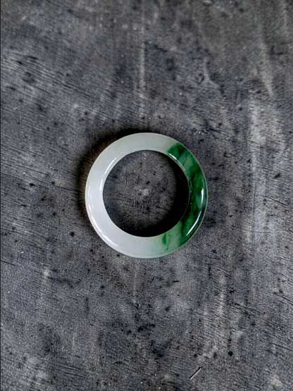 Master's Burmese Icy White and Green A-Jadeite Infinity Band Ring Size US 4.5 - 09025 - Certified