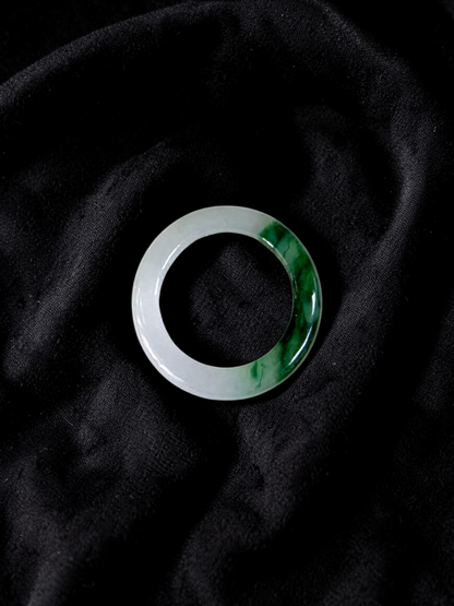 Master's Burmese Icy White and Green A-Jadeite Infinity Band Ring Size US 4.5 - 09025 - Certified