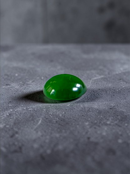 Certified MADE IN JAPAN 1.43 cts. Intense Imperial Green Burmese A-Jadeite Oval Cabochon Loose Stone LS31