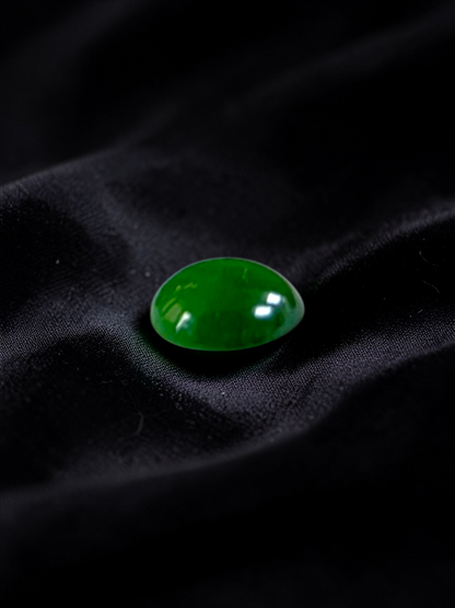 Certified MADE IN JAPAN 1.43 cts. Intense Imperial Green Burmese A-Jadeite Oval Cabochon Loose Stone LS31
