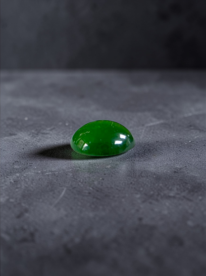 Certified MADE IN JAPAN 1.43 cts. Intense Imperial Green Burmese A-Jadeite Oval Cabochon Loose Stone LS31