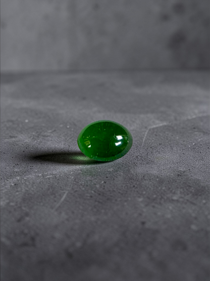 Certified MADE IN JAPAN 1.43 cts. Intense Imperial Green Burmese A-Jadeite Oval Cabochon Loose Stone LS31