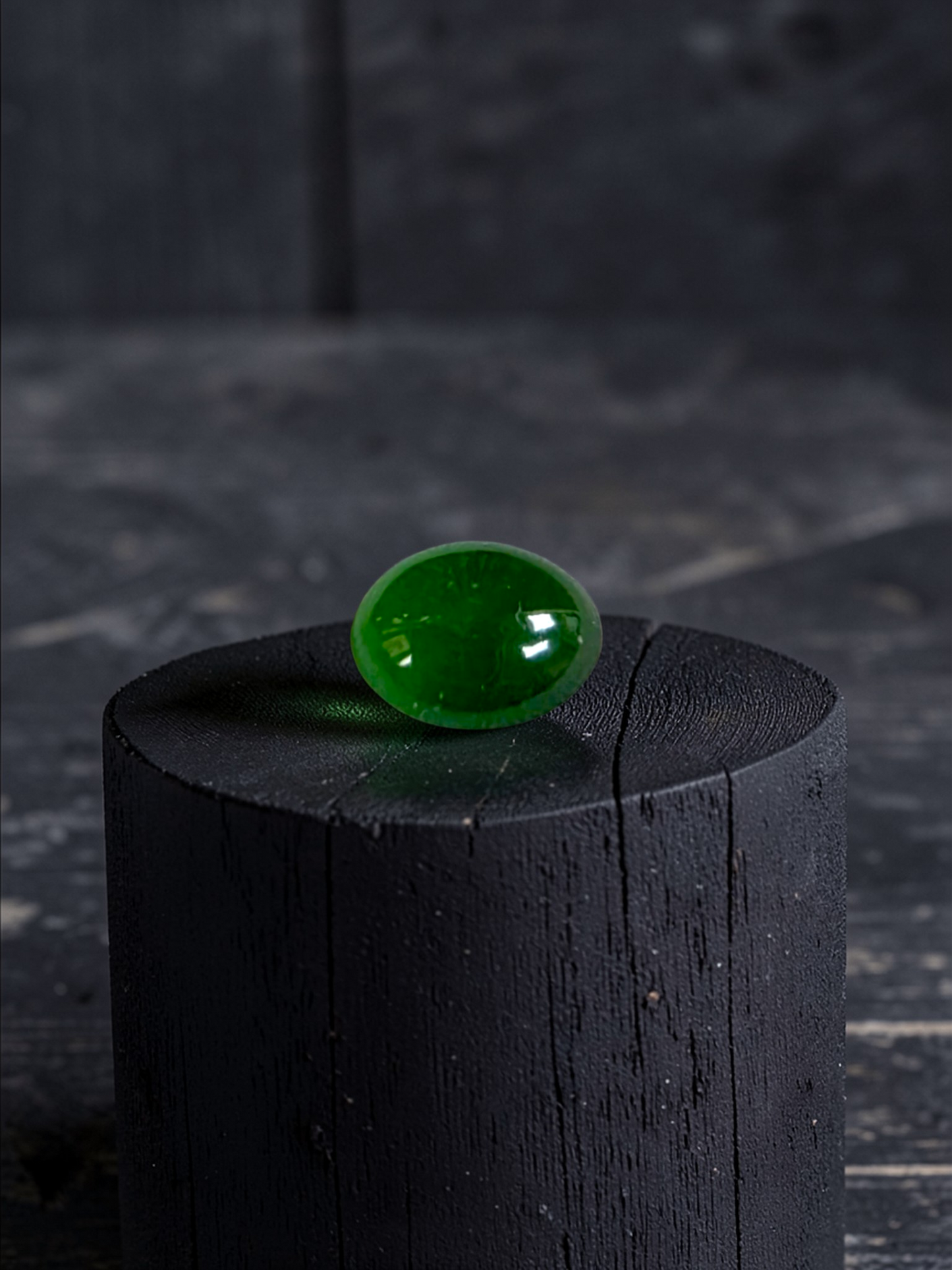 Certified MADE IN JAPAN 1.43 cts. Intense Imperial Green Burmese A-Jadeite Oval Cabochon Loose Stone LS31